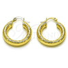 Oro Laminado Medium Hoop, Gold Filled Style Hollow Design, Diamond Cutting Finish, Golden Finish, 02.213.0313.25