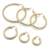 Oro Laminado Medium Hoop, Gold Filled Style Hollow Design, Diamond Cutting Finish, Golden Finish, 02.213.0313.25