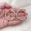 Oro Laminado Medium Hoop, Gold Filled Style Hollow Design, Diamond Cutting Finish, Golden Finish, 02.213.0759.40