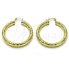 Oro Laminado Medium Hoop, Gold Filled Style Hollow Design, Diamond Cutting Finish, Golden Finish, 02.213.0759.40