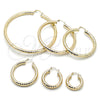 Oro Laminado Large Hoop, Gold Filled Style Hollow Design, Diamond Cutting Finish, Golden Finish, 02.213.0309.50