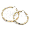Oro Laminado Extra Large Hoop, Gold Filled Style Hollow Design, Diamond Cutting Finish, Golden Finish, 02.213.0765.70