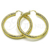 Oro Laminado Large Hoop, Gold Filled Style Hollow Design, Diamond Cutting Finish, Golden Finish, 02.213.0769.60