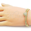 Oro Laminado Adjustable Bolo Bracelet, Gold Filled Style Heart and Ball Design, Matte Finish, Golden Finish, 03.341.0231.11 (09 MM Thickness, 11 Inches Length)
