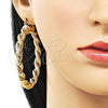 Oro Laminado Large Hoop, Gold Filled Style Twist and Hollow Design, Polished, Golden Finish, 02.170.0489.60