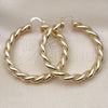 Oro Laminado Large Hoop, Gold Filled Style Twist and Hollow Design, Polished, Golden Finish, 02.170.0489.60