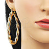 Oro Laminado Extra Large Hoop, Gold Filled Style Twist and Hollow Design, Diamond Cutting Finish, Golden Finish, 02.170.0490.70