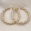 Oro Laminado Extra Large Hoop, Gold Filled Style Twist and Hollow Design, Diamond Cutting Finish, Golden Finish, 02.170.0490.70
