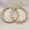 Oro Laminado Extra Large Hoop, Gold Filled Style Twist and Hollow Design, Diamond Cutting Finish, Golden Finish, 02.170.0490.70