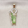 Oro Laminado Religious Pendant, Gold Filled Style San Judas Design, Polished, Tricolor, 05.213.0162
