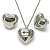 Rhodium Plated Earring and Pendant Adult Set, Chunky and Hollow Design, Polished, Rhodium Finish, 10.195.0071.1