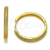 Oro Laminado Huggie Hoop, Gold Filled Style with White Cubic Zirconia, Polished, Golden Finish, 02.195.0300.30