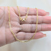 Oro Laminado Basic Necklace, Gold Filled Style Pave Cuban Design, Polished, Golden Finish, 04.32.0018.16 (03 MM Thickness, 16 Inches Length)