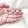 Oro Laminado Stud Earring, Gold Filled Style Heart Design, Polished, Golden Finish, 02.195.0313