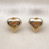 Oro Laminado Stud Earring, Gold Filled Style Heart Design, Polished, Golden Finish, 02.195.0313