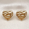 Oro Laminado Stud Earring, Gold Filled Style Heart Design, Polished, Golden Finish, 02.195.0314