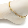 Oro Laminado Basic Anklet, Gold Filled Style Miami Cuban Design, Polished, Golden Finish, 03.63.2284.10 (150 Gauge, 06 MM Thickness, 10 Inches Length)