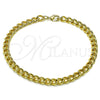 Oro Laminado Basic Anklet, Gold Filled Style Miami Cuban Design, Polished, Golden Finish, 03.63.2284.10 (150 Gauge, 06 MM Thickness, 10 Inches Length)