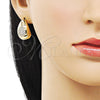 Oro Laminado Stud Earring, Gold Filled Style Teardrop Design, with White Cubic Zirconia, Polished, Golden Finish, 02.283.0153