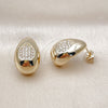 Oro Laminado Stud Earring, Gold Filled Style Teardrop Design, with White Cubic Zirconia, Polished, Golden Finish, 02.283.0153
