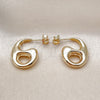 Oro Laminado Stud Earring, Gold Filled Style Mariner and Hollow Design, Polished, Golden Finish, 02.195.0319