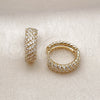 Oro Laminado Huggie Hoop, Gold Filled Style Twist Design, with White Cubic Zirconia, Polished, Golden Finish, 02.283.0159.20
