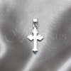 Sterling Silver Religious Pendant, Cross Design, Polished, Silver Finish, 05.392.0100
