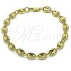 Oro Laminado Basic Anklet, Gold Filled Style Puff Mariner Design, Polished, Golden Finish, 03.213.0313.10 (09 MM Thickness, 10 Inches Length)