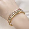 Oro Laminado Trio Bangle, Gold Filled Style Twist Design, Polished, Tricolor, 07.170.0046 (04 MM Thickness, One size fits all)