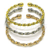 Oro Laminado Trio Bangle, Gold Filled Style Twist Design, Polished, Tricolor, 07.170.0046 (04 MM Thickness, One size fits all)