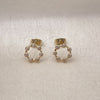 Oro Laminado Stud Earring, Gold Filled Style with White Cubic Zirconia, Polished, Golden Finish, 02.213.0777