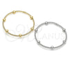 Rhodium Gold Filled Individual Bangle, Ball Design, with White Cubic Zirconia, Polished, Rhodium Finish, 07.421.0001.1 (06 MM Thickness, One size fits all)