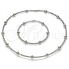 Rhodium Gold Filled Necklace and Bracelet, Ball Design, with White Cubic Zirconia, Polished, Rhodium Finish, 06.421.0001.1