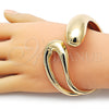 Oro Laminado Individual Bangle, Gold Filled Style Teardrop Design, Polished, Golden Finish, 07.422.0009.05 (45 MM Thickness, Size 5 (2.50 Diameter))