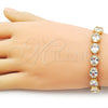 Oro Laminado Tennis Bracelet, Gold Filled Style with White Cubic Zirconia, Polished, Golden Finish, 03.424.0004.07 (09 MM Thickness, 7 Inches Length)