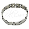 Stainless Steel Solid Bracelet, Polished, Steel Finish, 03.114.0382.5.08 (13 MM Thickness, 8 Inches Length)