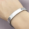 Stainless Steel Solid Bracelet, Polished, Steel Finish, 03.114.0247.2.08 (12 MM Thickness, 9 Inches Length)