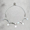 Sterling Silver Charm Anklet , Flower and Diamond Design, Polished, Silver Finish, 03.409.0046.10 (02 MM Thickness, 10 Inches Length)