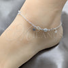 Sterling Silver Charm Anklet , Flower and Elephant Design, Polished, Silver Finish, 03.409.0050.10 (02 MM Thickness, 10 Inches Length)