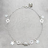 Sterling Silver Charm Anklet , Flower and Elephant Design, Polished, Silver Finish, 03.409.0050.10 (02 MM Thickness, 10 Inches Length)