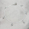 Sterling Silver Charm Anklet , Dolphin Design, Polished, Silver Finish, 03.409.0053.10 (01 MM Thickness, 10 Inches Length)