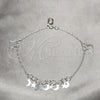Sterling Silver Charm Anklet , Star and Moon Design, Polished, Silver Finish, 03.409.0055.10 (01 MM Thickness, 10 Inches Length)