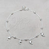 Sterling Silver Charm Anklet , Dolphin and Ball Design, Polished, Silver Finish, 03.409.0060.10 (01 MM Thickness, 10 Inches Length)