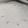 Sterling Silver Charm Anklet , Teardrop Design, Polished, Silver Finish, 03.409.0071.10 (01 MM Thickness, 10 Inches Length)