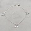 Sterling Silver Charm Anklet , Sun Design, Polished, Silver Finish, 03.409.0086.10 (01 MM Thickness, 10 Inches Length)