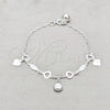 Sterling Silver Charm Bracelet, Heart and Shell Design, Polished, Silver Finish, 03.409.0097.08 (01 MM Thickness, 8 Inches Length)