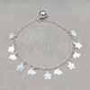 Sterling Silver Charm Bracelet, Flower and Elephant Design, Polished, Silver Finish, 03.409.0103.08 (01 MM Thickness, 8 Inches Length)