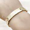 Stainless Steel Solid Bracelet, Greek Key Design, Polished, Golden Finish, 03.114.0338.08 (13 MM Thickness, 8 Inches Length)