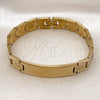 Stainless Steel Solid Bracelet, Greek Key Design, Polished, Golden Finish, 03.114.0338.08 (13 MM Thickness, 8 Inches Length)