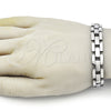 Stainless Steel Solid Bracelet, Polished, Steel Finish, 03.114.0306.2.09 (12 MM Thickness, 8 Inches Length)
